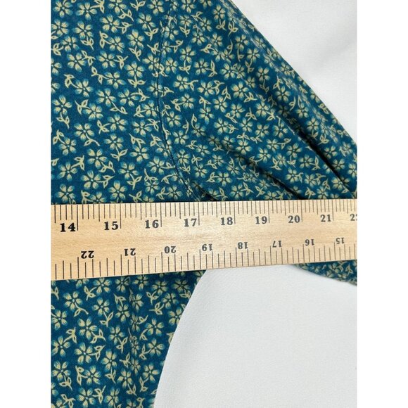 VTG LL Bean Girls Small Long Sleeve Midi Dress Green Floral Side Pockets - Picture 4 of 16